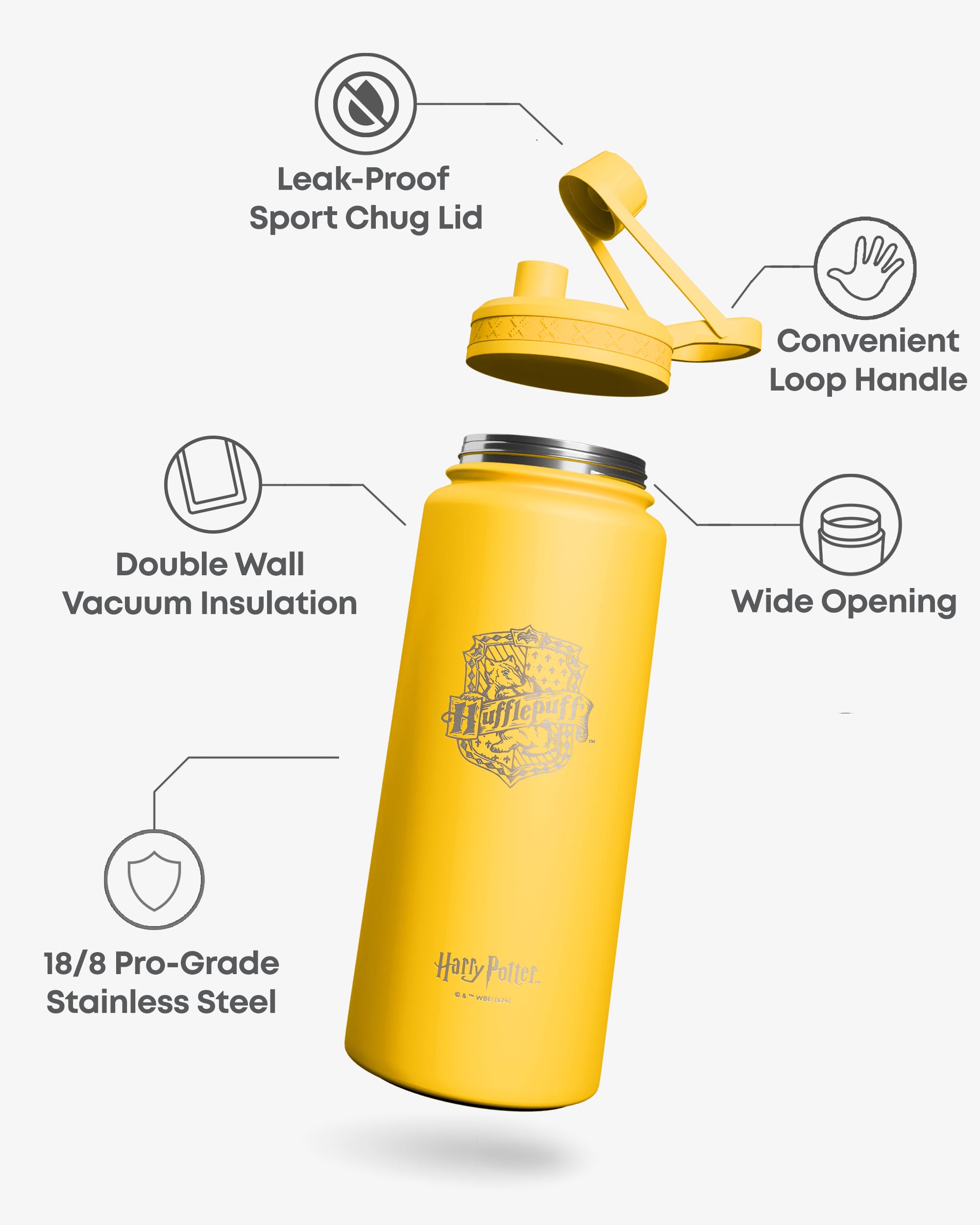 smartshake-bohtal-insulated-sports-bottle-hufflepuff-960-ml image 2