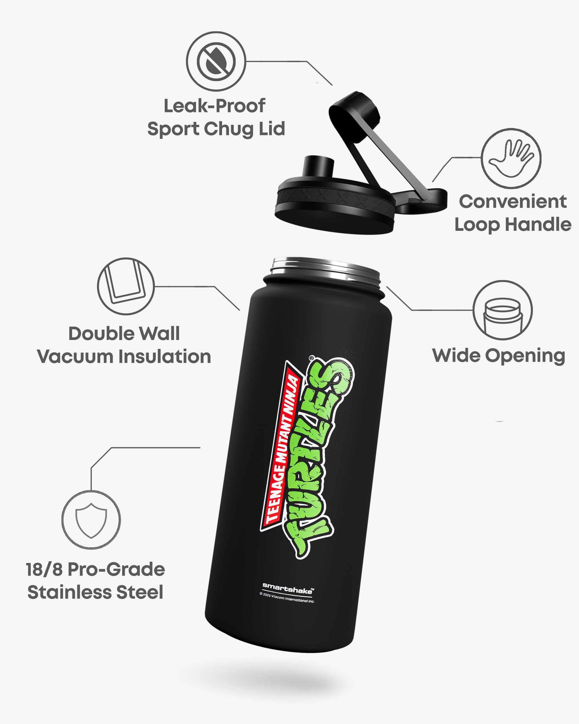 smartshake-bohtal-insulated-sports-bottle-960-ml-tmnt-black image 2
