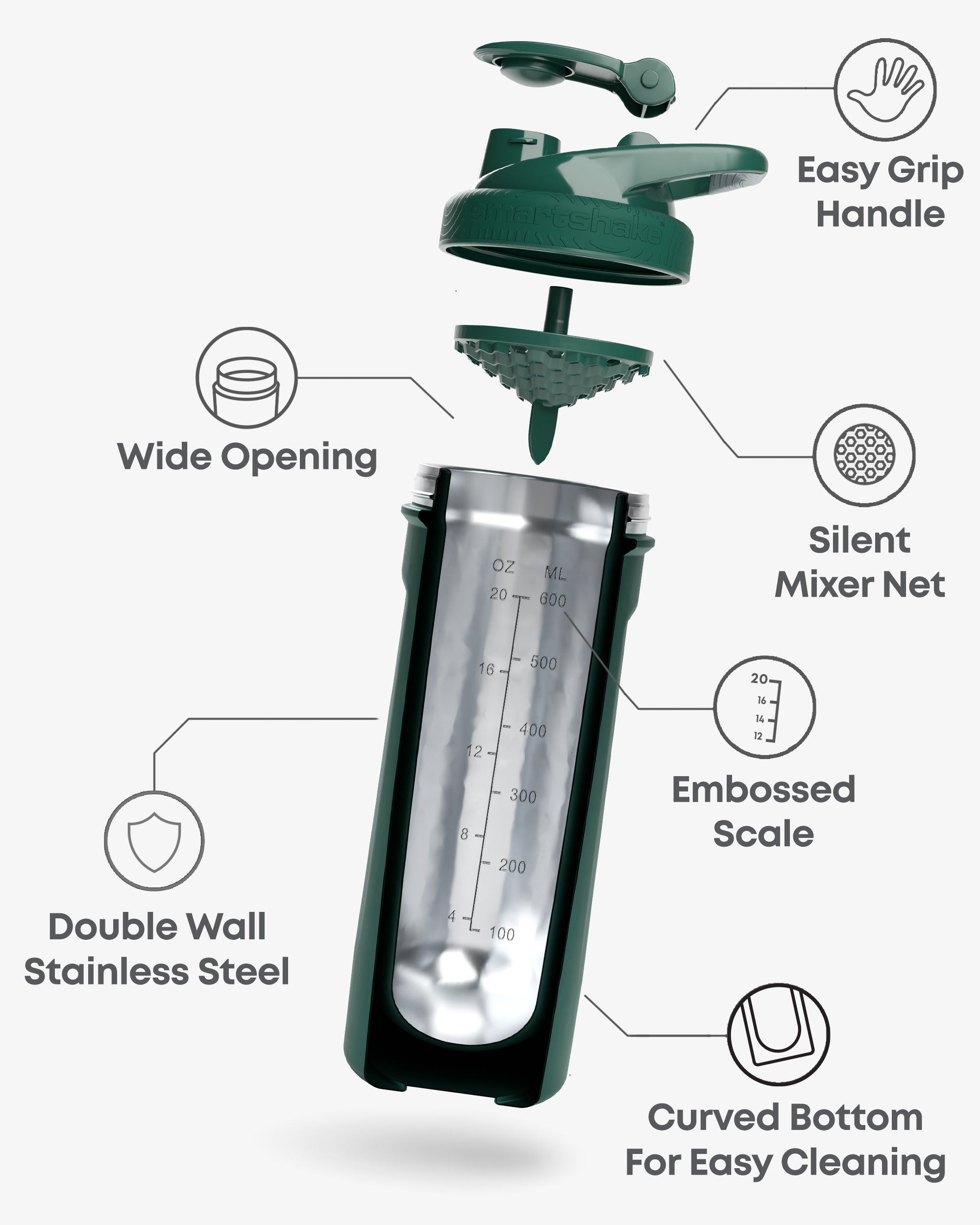 smartshake-insulated-steel-shaker-750-ml-racing-green image 2