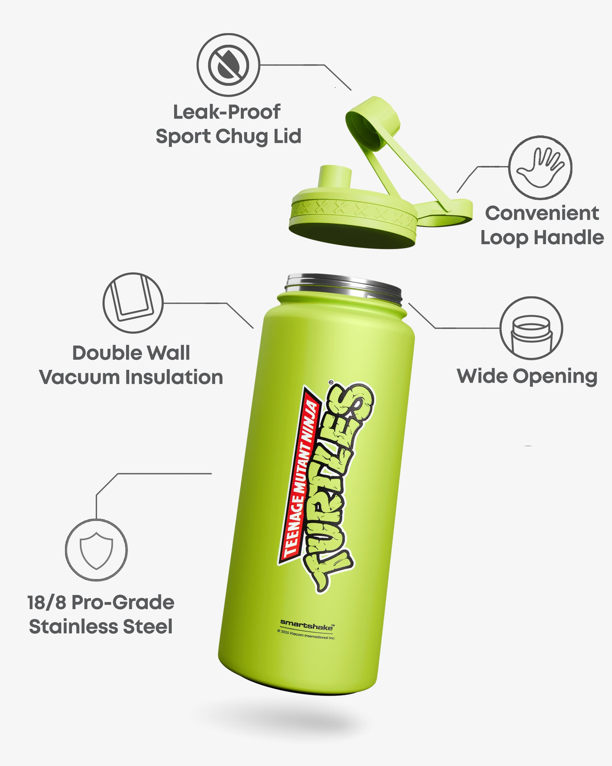 smartshake-bohtal-insulated-sports-bottle-tmnt-classic-logo-green-960-ml image 2