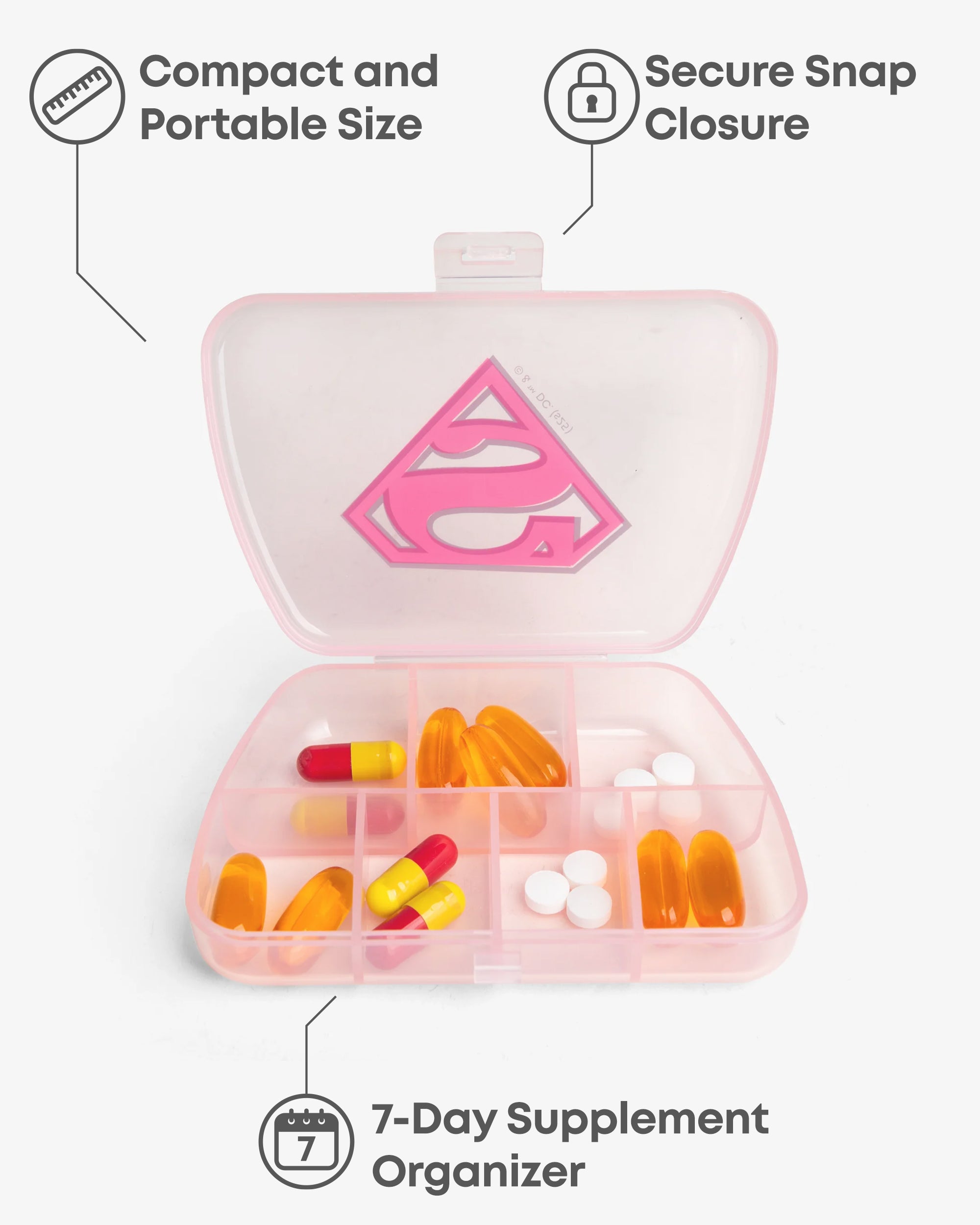 smartshake-pill-box-7-days-organizer-supergirl-tablettenbox image 2