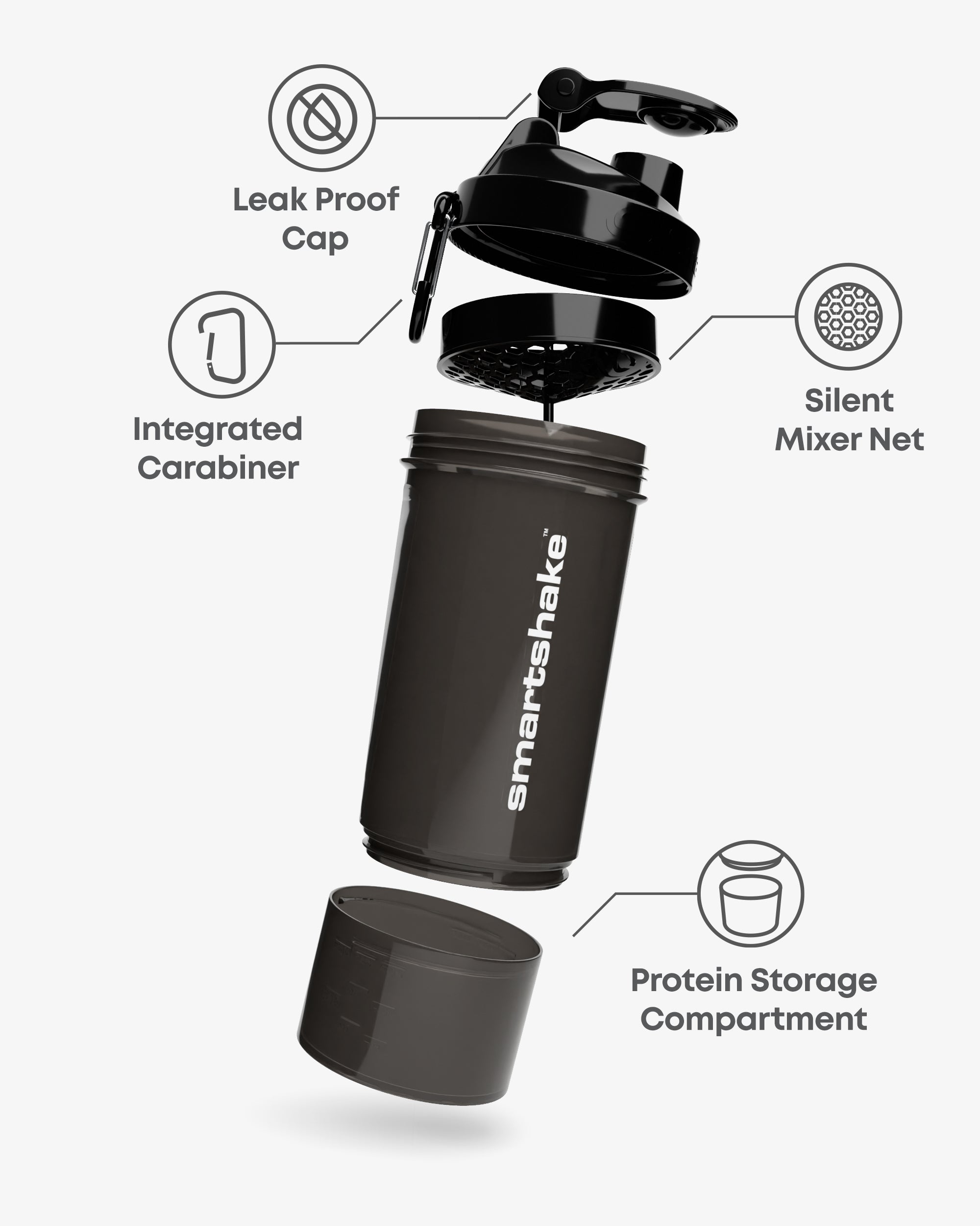 smartshake-original2go-one-gunsmoke-black-shaker-800-ml-mit-fach image 2