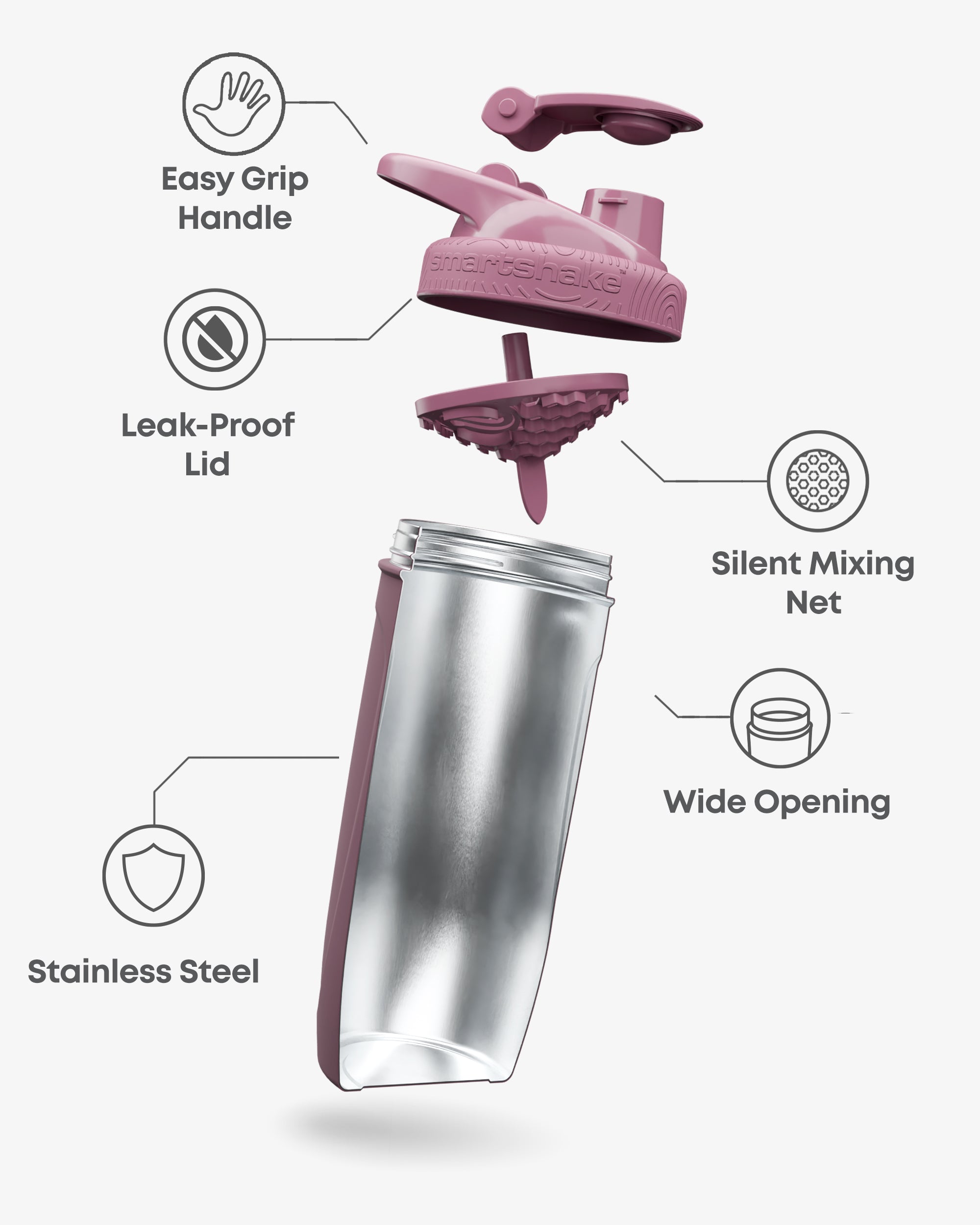 smartshake-reforce-edelstahl-shaker-deep-rose-900-ml image 2