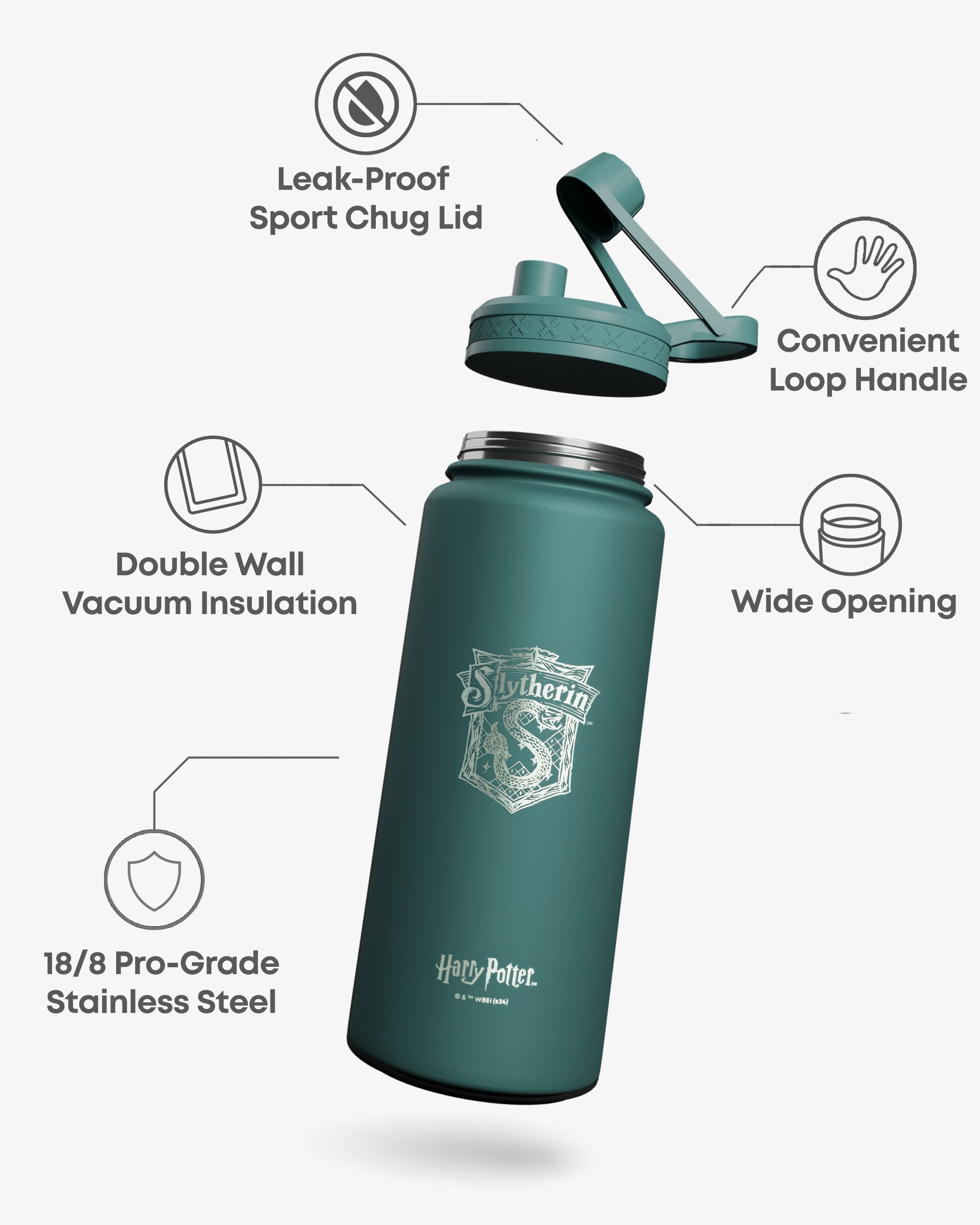 smartshake-bohtal-insulated-sports-bottle-slytherin-960-ml image 2