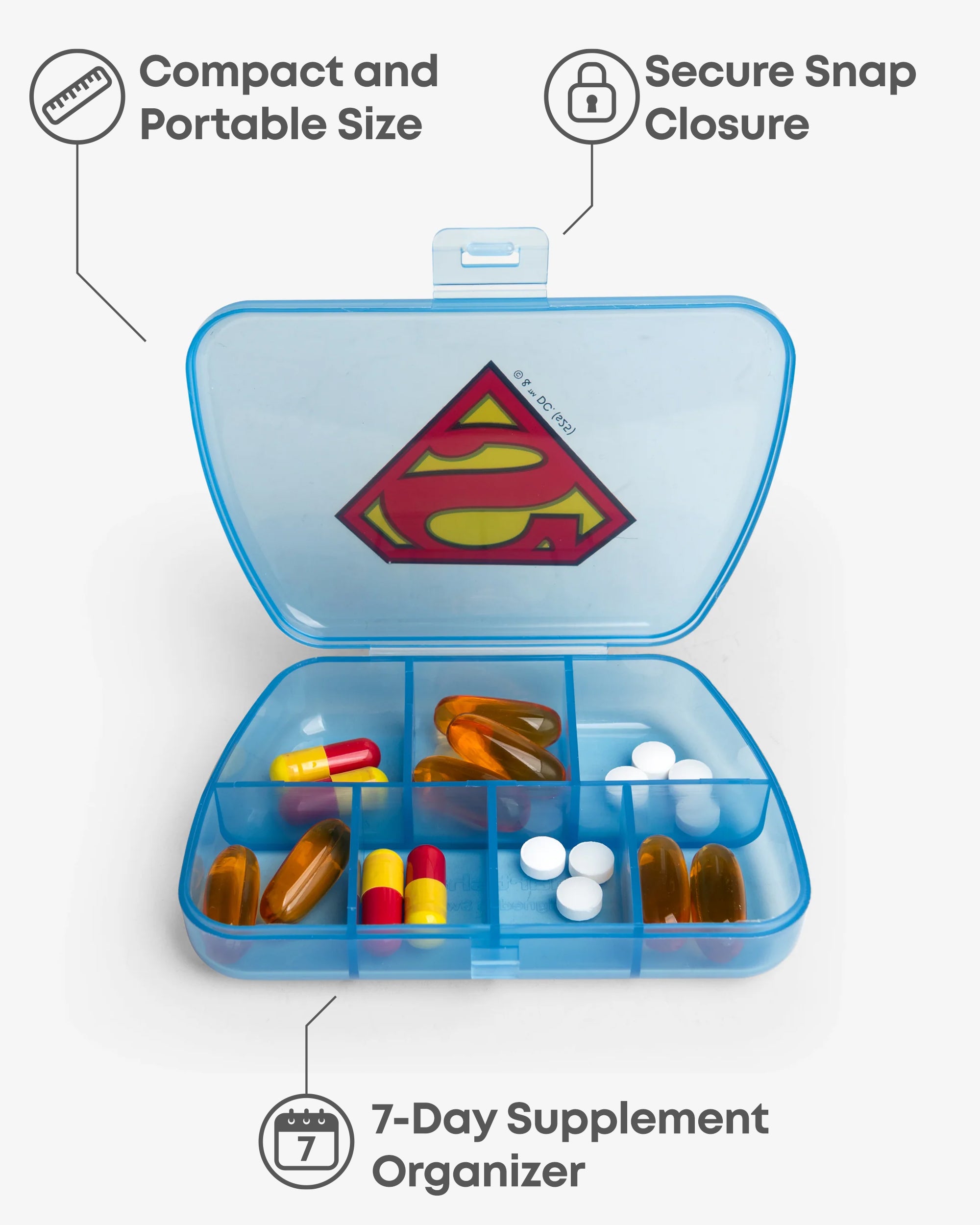 smartshake-pill-box-7-days-organizer-superman-tablettendose image 2